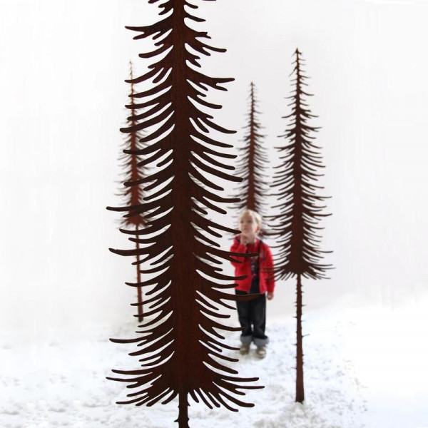 Tanne lang dünn schmal Corten Rost Gartenstecker 180 cm TaLa180