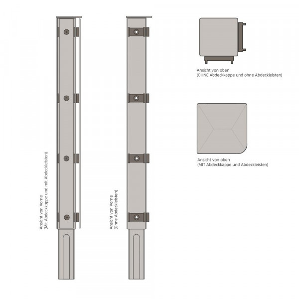 Zaunerhöhung 600 mm Pfostenverlängerung HS Eck anthrazit