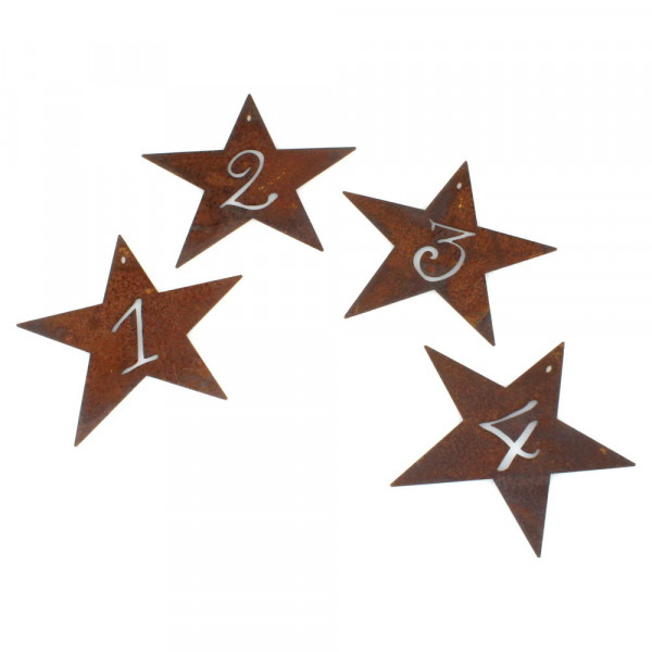 Adventssterne 1,2,3,4 zum Hängen Deko Weihnachten Adventskranz Corten
